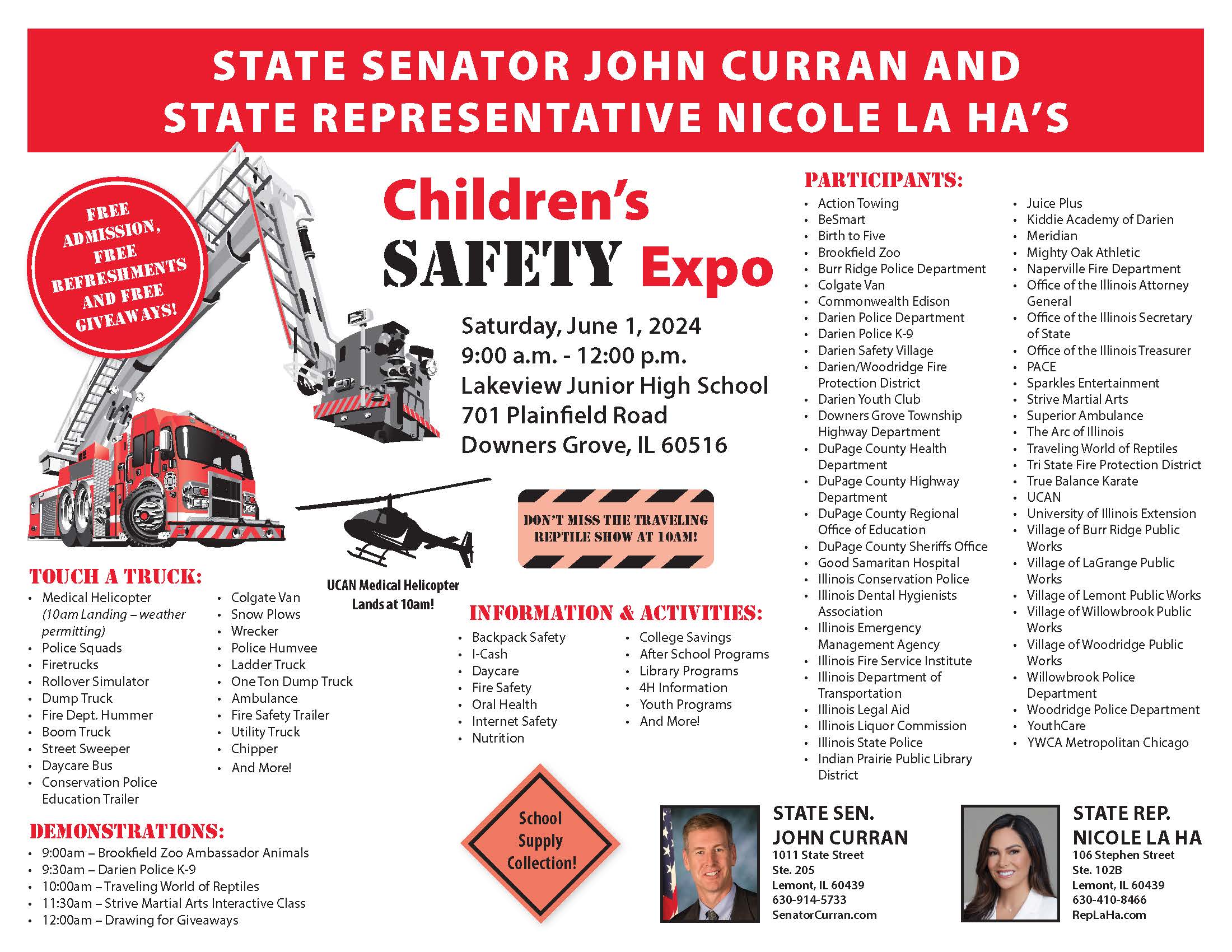 Children’s Safety Expo Event Hosted By Sen. John Curran and Rep. Nicole La Ha